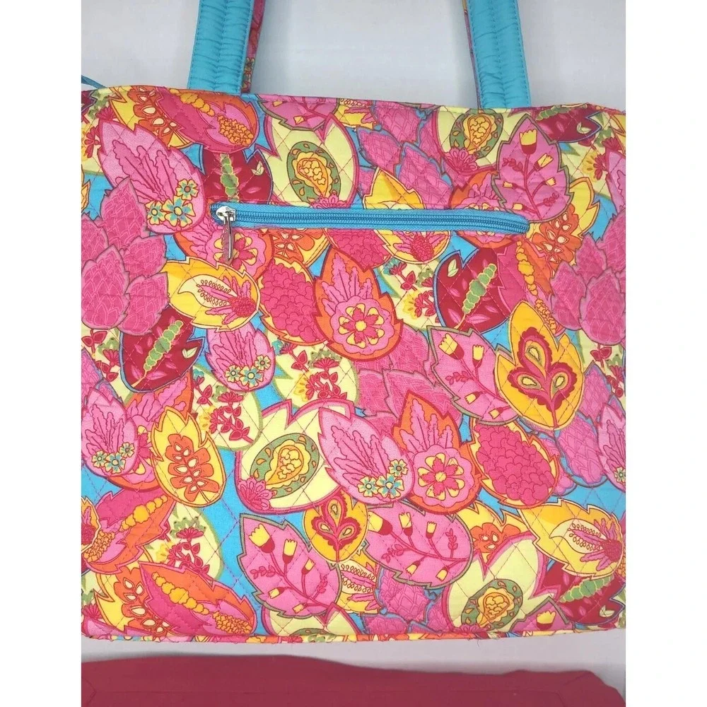Belvah New Pink Blue Floral Diaper Bag w Changing Pad & Small Wipe Bag Baby Gift